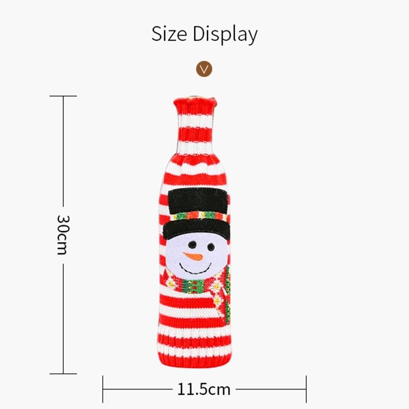 

2Pcs Decorations Striped Knitted Wine Bottle Cover Christmas Wine Bottle Cover for Christmas Decoration