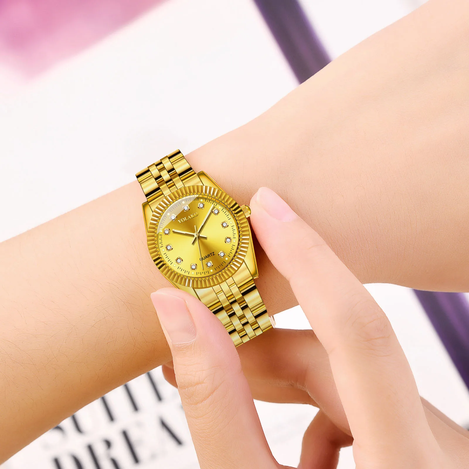 

2020 YOLAKO Ladies Casual Quartz Stainless Steel Strap New Strap Analog Watch for lady reloj mujer Women's watches