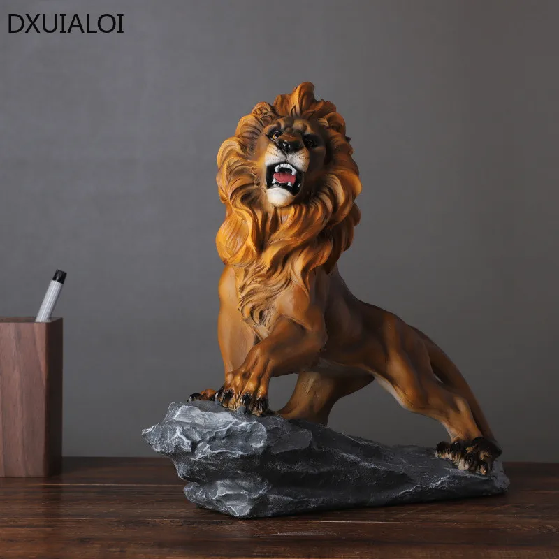 

DXUIALOI Resin Crafts Creative Lion Sculpture Decoration Opening Gift Home Decoration Office Living Room Desktop Ornaments