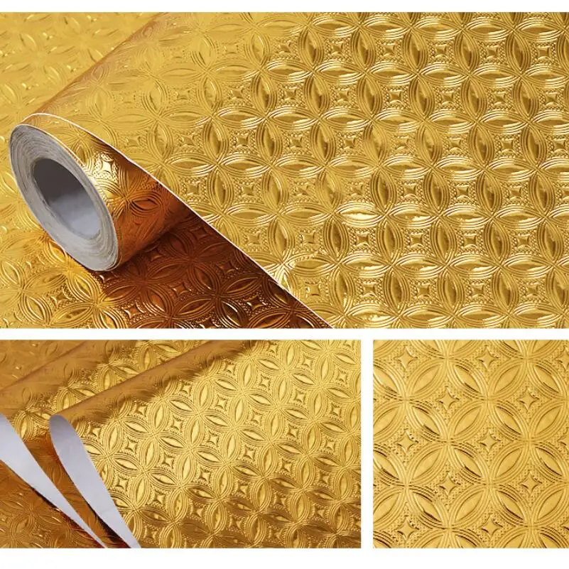 Revestimiento de pared de oro y plata, autoadhesivo 3d chino de lujo, papel de pared a prueba de aceite para cocina, diy, cubierta de mesa de estufa, pegatina QZ187