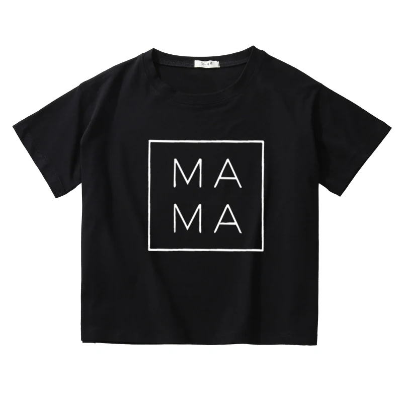 

Mama Square Print Women short t shirt Cotton Casual crop top for women Top Tee korean style sexy Hipster top tee Homme clothing