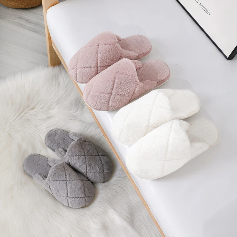 

Women Men Slippers Winter Home Fashion Non-Slip Soft Warm Cute Indoor Bedroom House Couples Floor Shoes