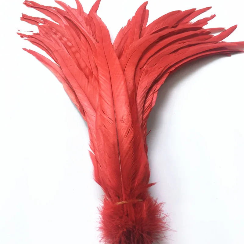 

50 шт. красные петушиные хвостовые перья для рукоделия 40-45 см 16-18 дюймов петушиное перо натуральный фазан раньше