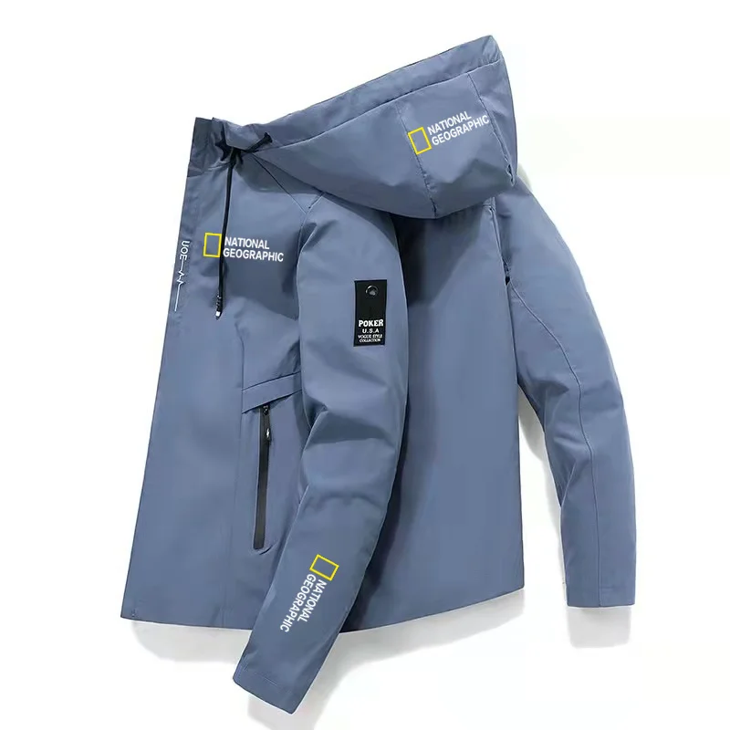 

National Geographic Menswear, hiking and outdoor camping jacket, breathable and waterproof Hoodie, windproof adventure suit, new