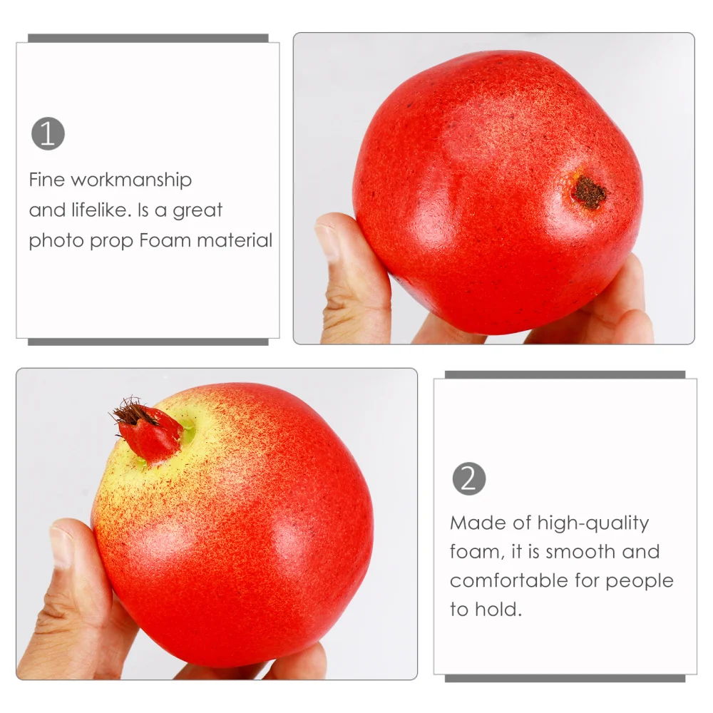 

3pcs Artificial Pomegranate Decoration Photography Props Fake Fruit Decoration