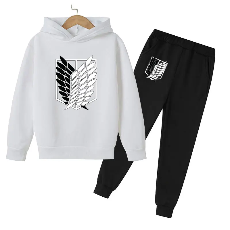 

2021 best selling Japanese animation Hoodie set attack giant boys and girls children's autumn street fashion Hoodie Top + Pants