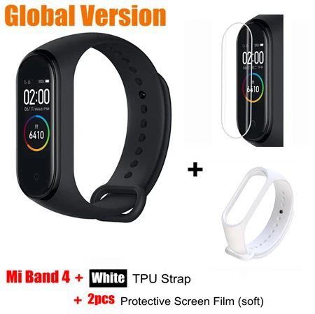 global add white tpu Xiaomi mi Band 4 глобальная Версия смарт-Браслет фитнес-трекер mi Band 4 браслет 5ATM водонепроницаемый 0,9" OLED экран пульсометр - Цвет: global add white tpu