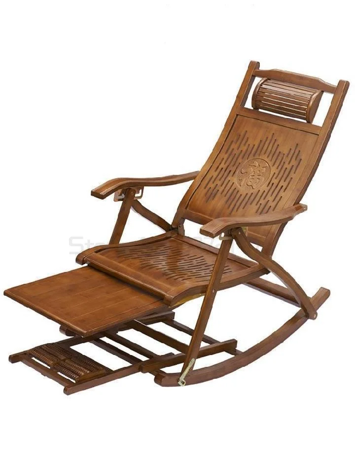 

Rocking Chair Recliner adult nap bamboo rocking chair balcony household leisure elderly folding lazy chair