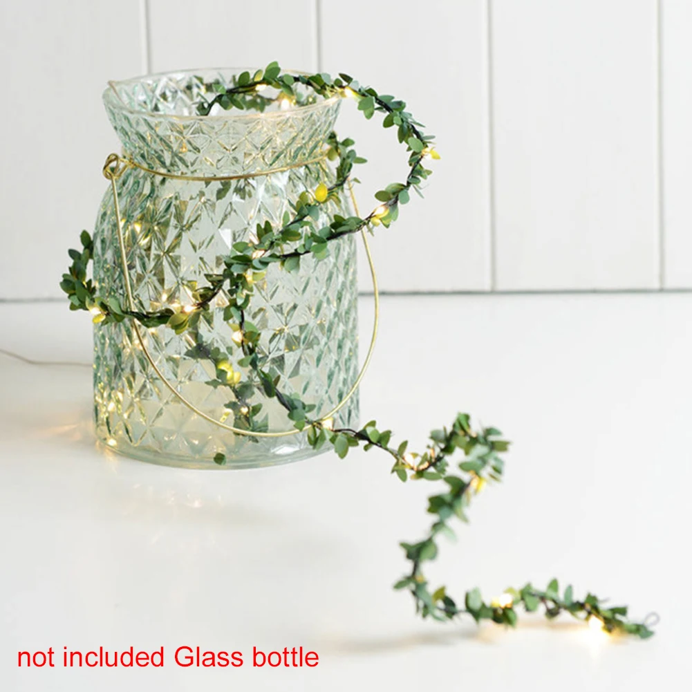 

String Lights Wedding Led Copper Garland Decorative Festival Green Leaf Party Home Artificial Vine Fake Wisteria