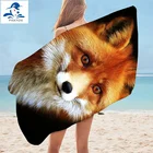 Быстросохнущее пляжное полотенце PHAYON без песка с изображением лисы, Пляжная Подушка с животными, портативное спортивное полотенце для плавания