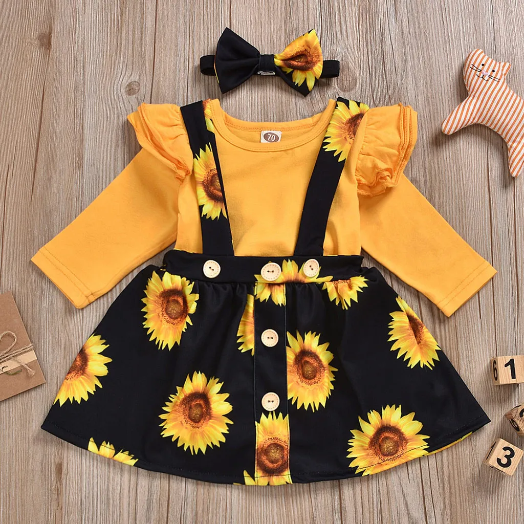 2020 г. Комплект одежды для маленьких девочек из 2 предметов комбинезон с цветочным