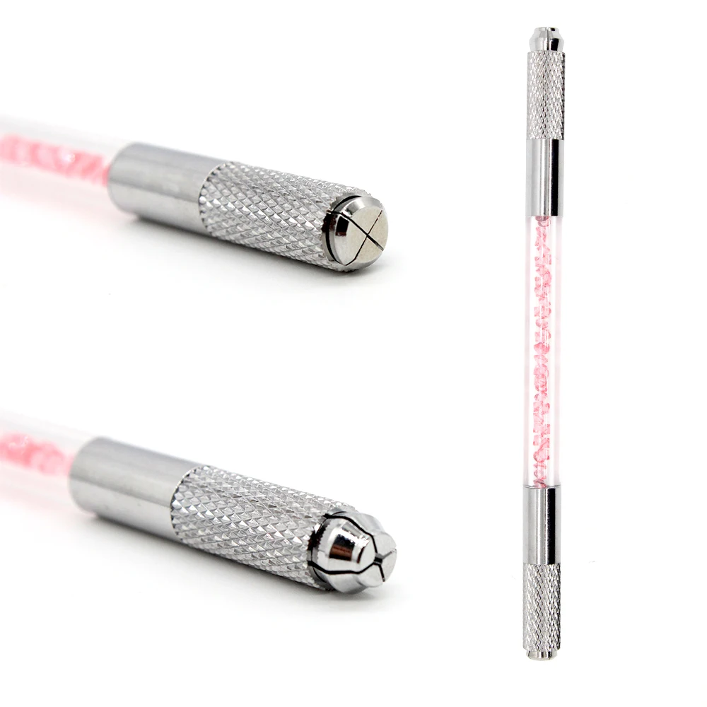 

100Pcs Dual Sided Microblading Pen Crystal Microblading Handle Available all Microblading needles for Eyebrow Lip Eyeliner
