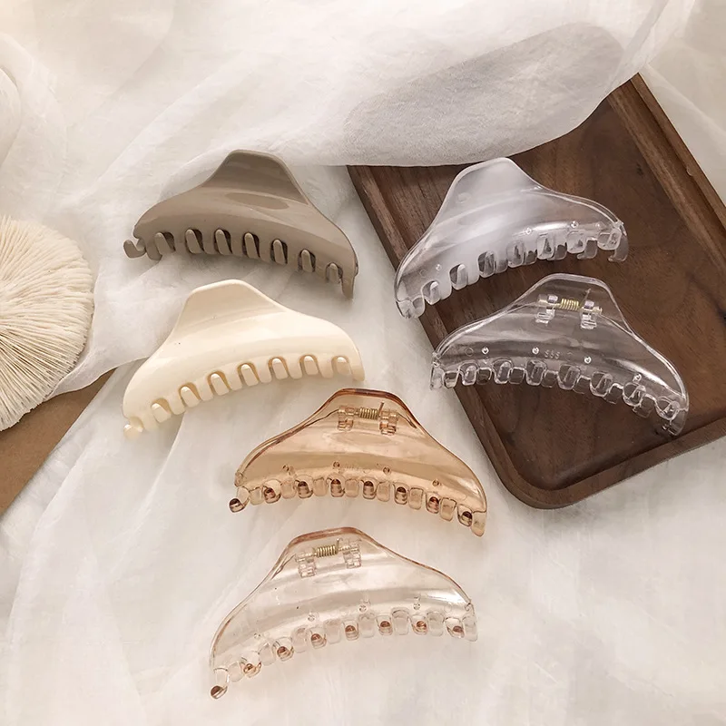 

Transparent Hair Claws Crab Solid Color Acrylic Barrette Vintage Hair Clip Simple Elegant Hair Accessories Ponytail Clip Crabs