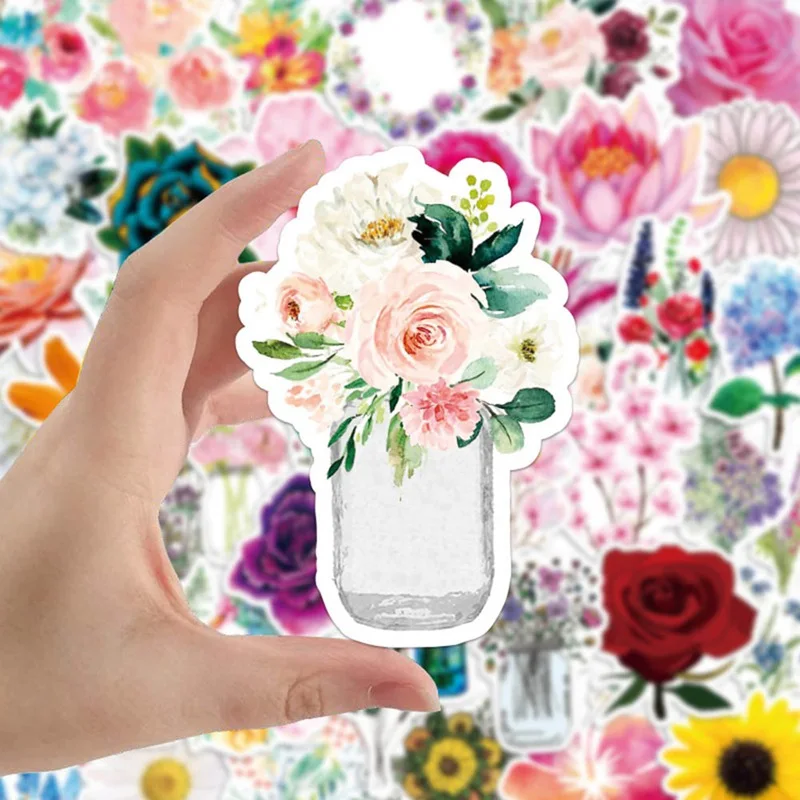 

50Pcs/set Flower Floral Diary Waterproof PVC Journal Vintage Stationery Stickers Scrapbooking Label Stickers School Supplies