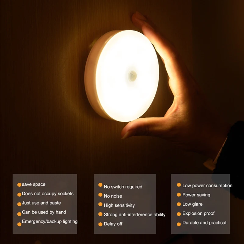 Светодиодный настенный ночник 6 Вт Индукционная Настольная лампа с человеческим