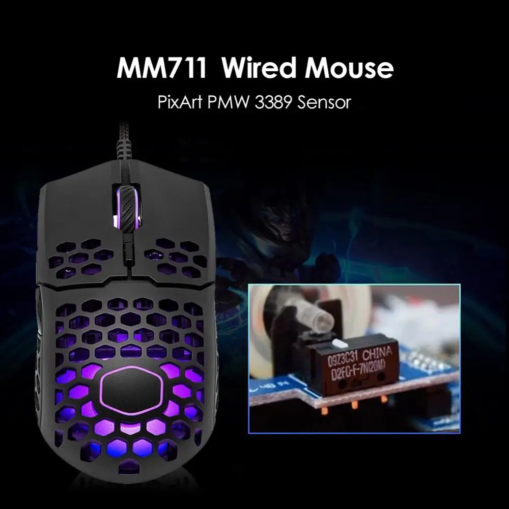 MM711 RGB Game Mouse Wired 16000DPI Adjustable Hollow cooler Mouse Laptop Desktop Computer backlit USB Cable Game Mouse