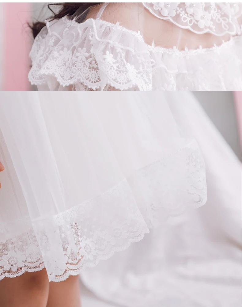 Princess Dress New Arrival Dresses For Girls Lace Gauze Tutu Birthday Party Dress Gift White Flower Girl Costume