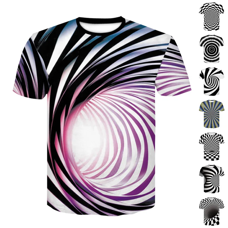 

Men 3D Optical Illusion Swirl Print Short Sleeve Tee T-Shirt Tops TY66