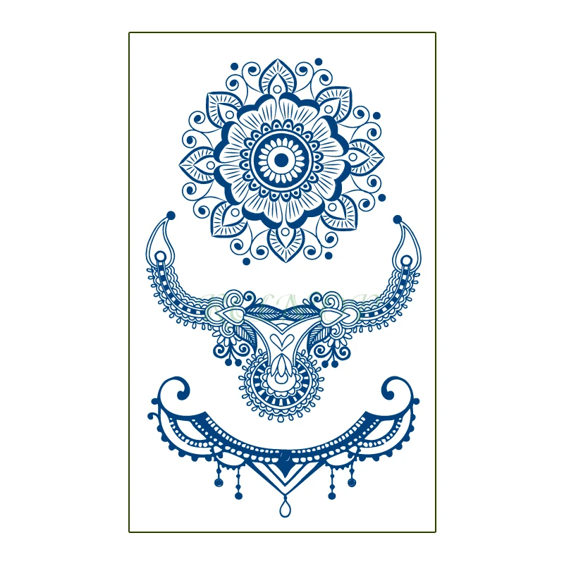 

Waterproof Temporary Juice Tattoo Sticker Mandala Flower Horns Pattern Lasting Tattoos Flash Tatoo Fake Tatto Art for Men Women