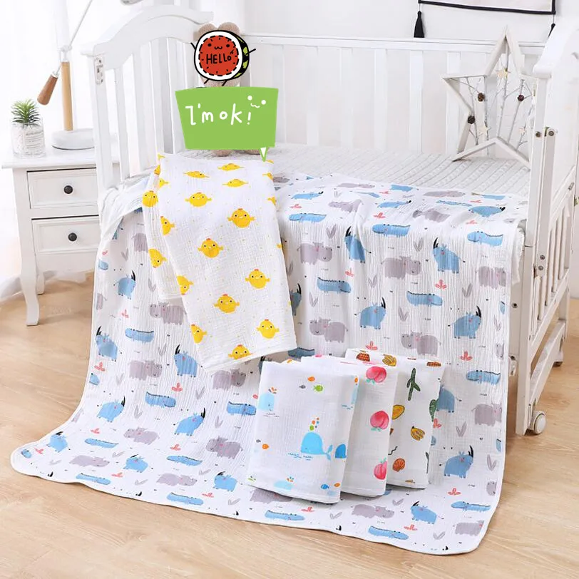 Супер мягкое 4 слойное хлопковое детское одеяло покрывало для пеленания кровати