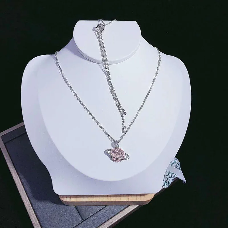 51-80cm High-quality female fashion Personality Pink Gold Saturn Planet Necklace fashion chain For  Holiday and birthday