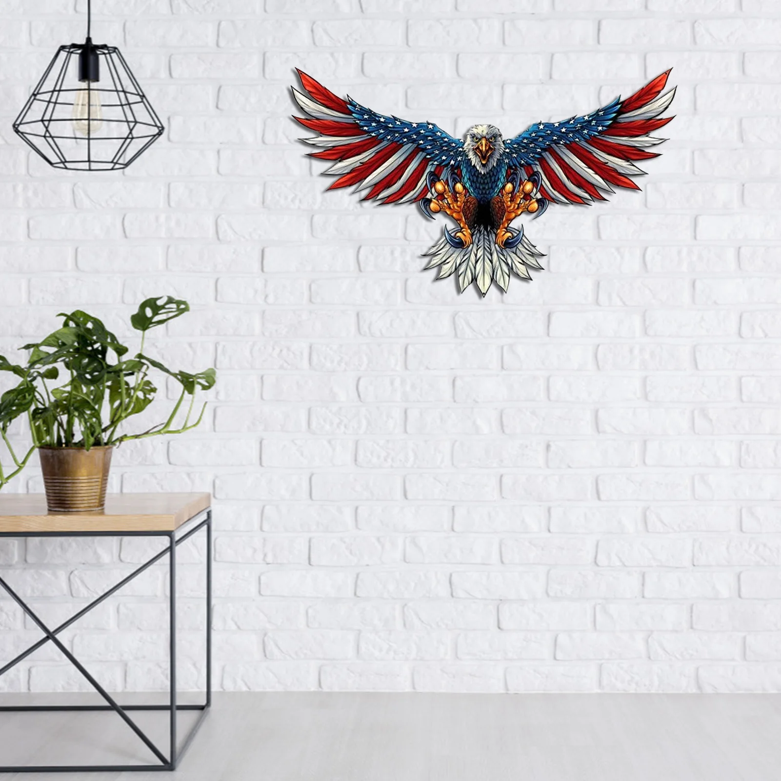 

Metal Eagle Wall Hanging Art Patriotic Bald Eagle Ornament Flying Bird Pendant Elegant Decoration For Your Office Library Home