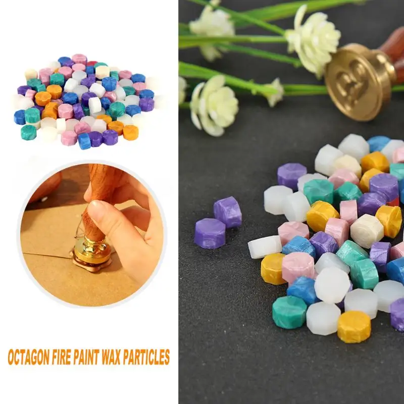 Sealing Wax Pills Grain 100Pcs Retro Octagon Granules Stamping Envelopes Customs Fire Painting for Valentine Presents | Дом и сад