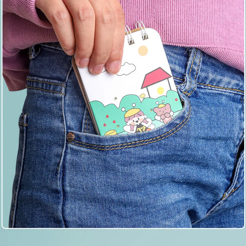 

4PCS Notebook New Waterproof Notepad Portable Pocket Mini Diary Simple Portable Cute Little Book Travel Diary Ring Mini Binder