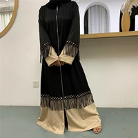 wepbel abaya tassel lace islamic clothing long caftan dress turkish muslim abaya dress womens kimono zipper cardigan robe