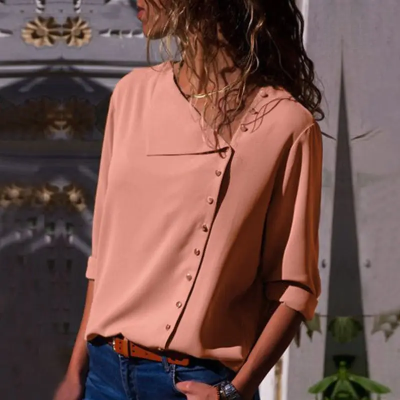 

White Blouse Women Long Sleeve Oversized Shirt 2021 Spring Popular Large Slant Collar Women's Shirt Fashion Long Sleeve Shirt