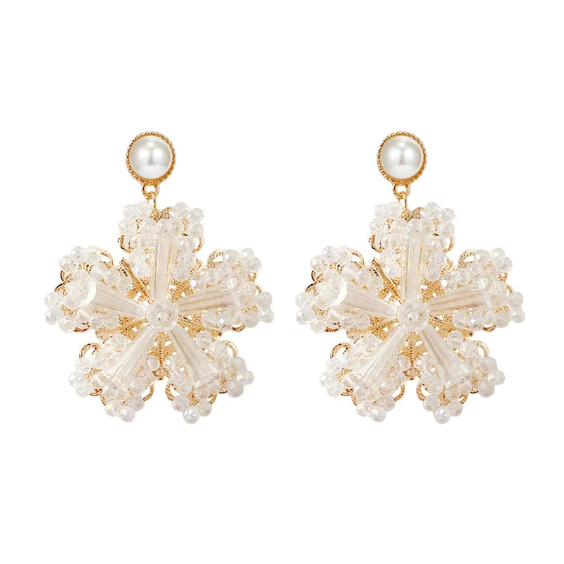 

Stud Earrings for Women Fashion Hyperbole Crystal Flower Pendants Earrings Hypoallergenic Jewelry Accessories Wholesale