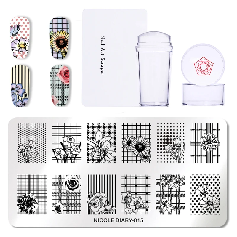Set 4 Николь дневник 3 шт./компл. ногтей пластины для стемпинга-штамп Ракель с геометрическим рисунком кокосового цветка изображения штамп маникюрный шаблон художественный трафарет - Цвет: Set 4
