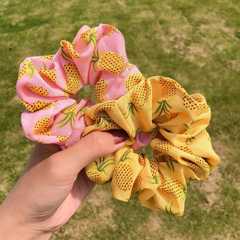 Эластичная резинка для волос с принтом ананаса и фруктов Весенняя летняя