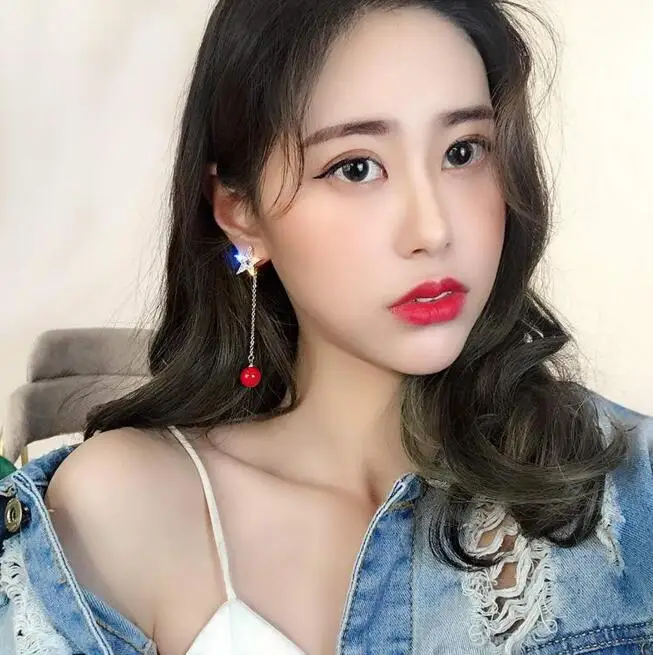 Новые ассиметричные серьги в форме звезды и Луны женские модные корейские