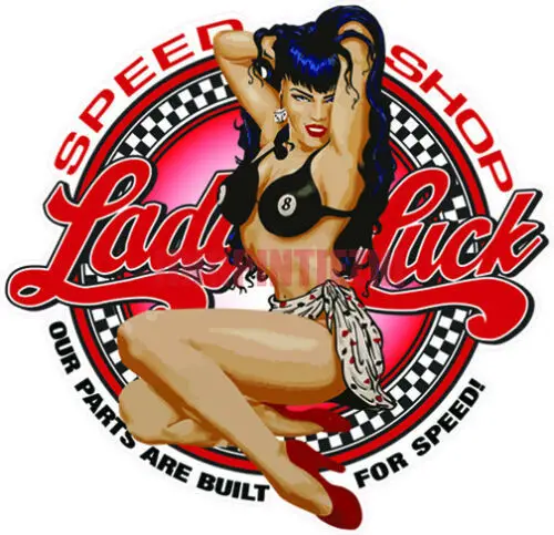 

Creative Lucky Lady Speed Shop Decal Vinyl Decals Racing Helmet Stickers