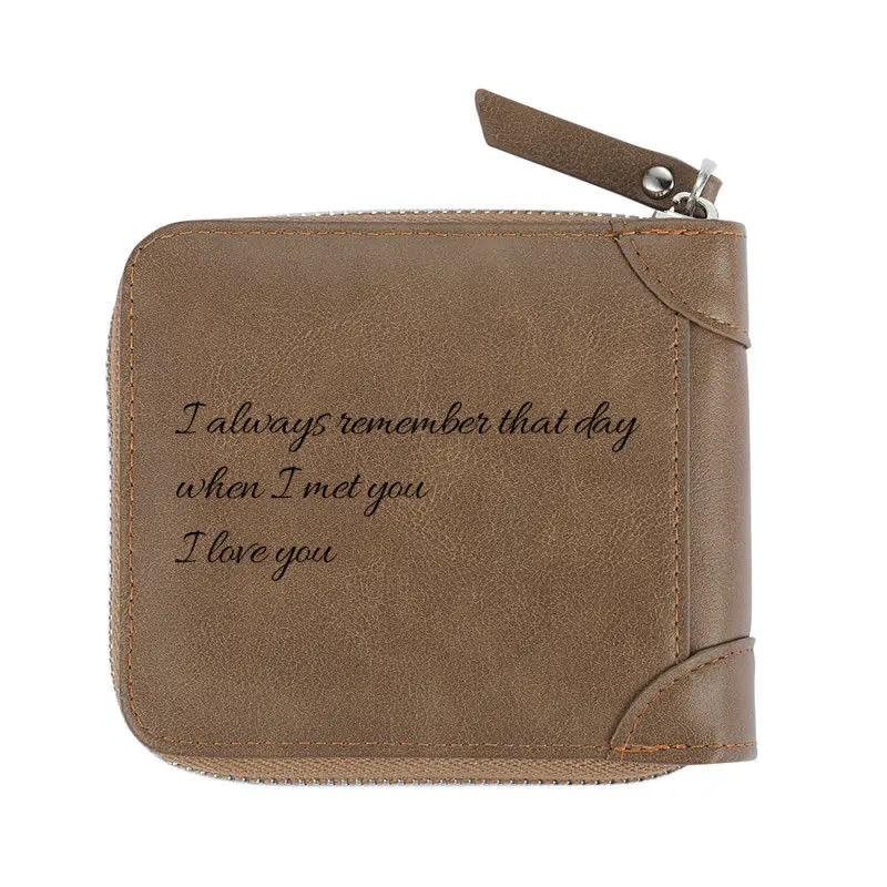 Wallet Customization Picture Custom Inscription Photo Engraved Wallet With Zipper Engraving Image Purse Valentine's Day present