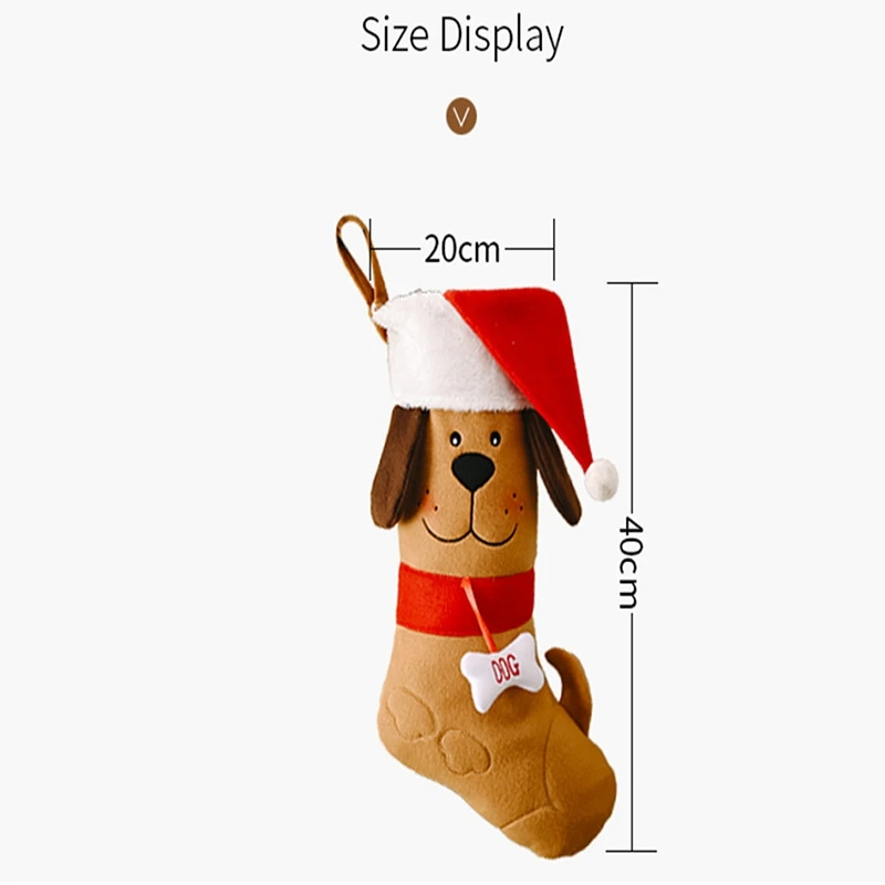 

Cute Dog Christmas Socks Hanging Gift Kids New Year Candy Decoration