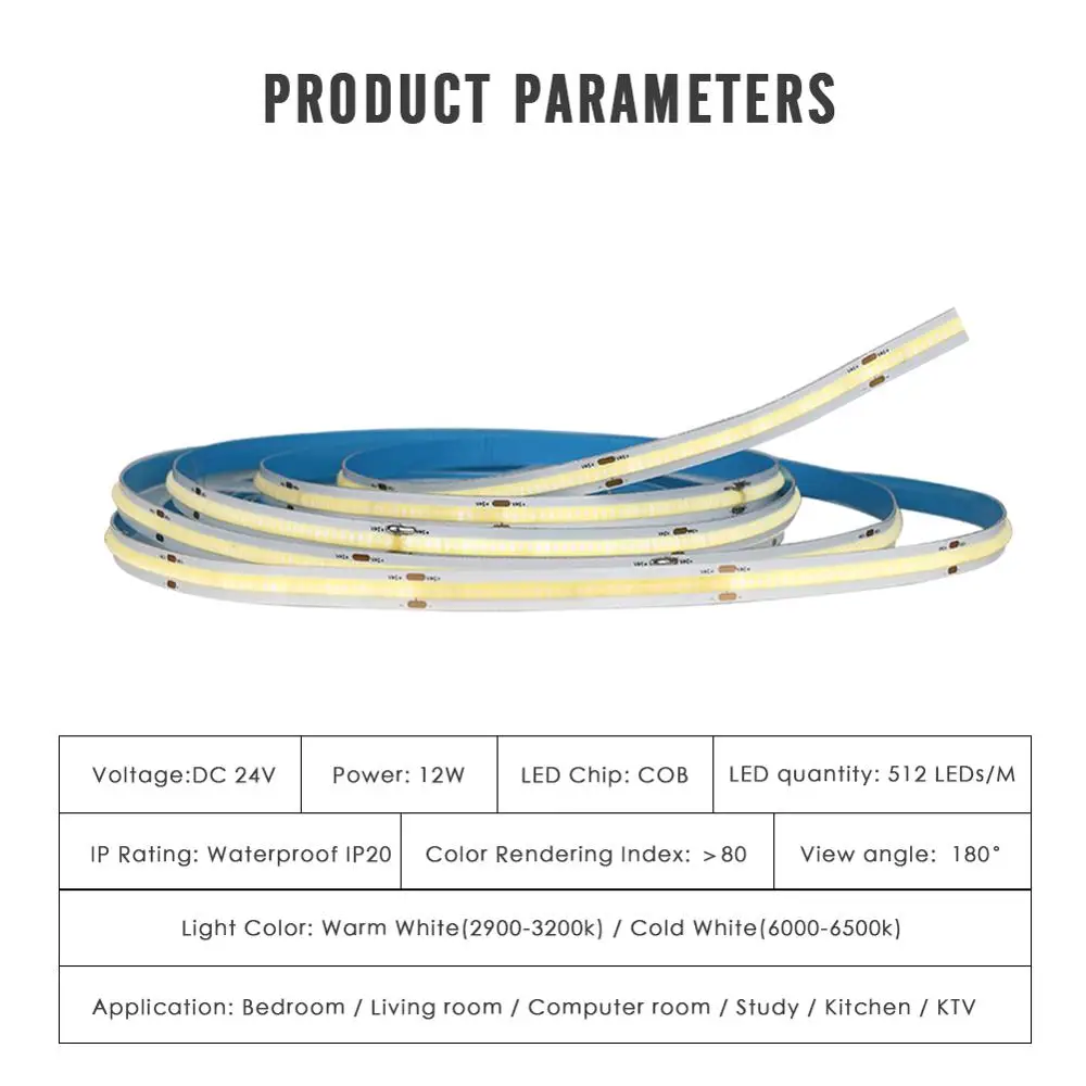 Гибкая светодиодная лента 24 В постоянного тока 512 светодиодов 12 Вт 50 см 1 м 2 3 4 5