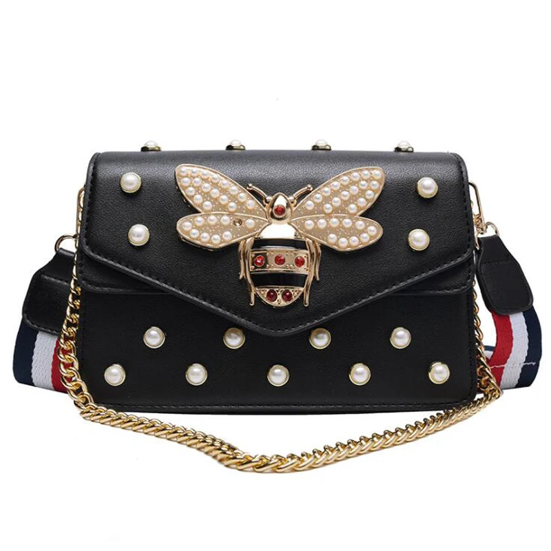 

Bee Pearl Crossbody Bags For Women 2021 New Chains Bee Luxury Handbags Designer Famous Brand Shoulder Bag Hand Sac A Main Female