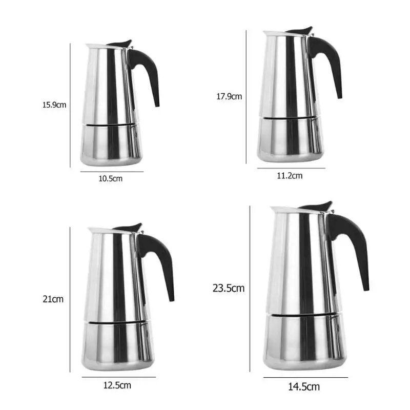 Кофе разработчиков в итальянском стиле топ Moka эспрессо Cafeteira Кофеварка плите Кофе горшок 100/200/200/450 мл