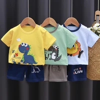 new baby childrens summer suit clothes short sleeve cartoon shorts clothing boys 2021 girls baby summer casual set teenager