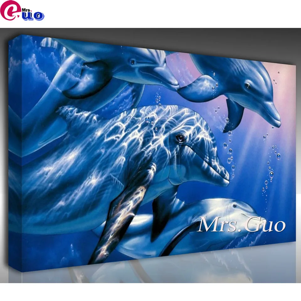 

DIY Diamond Embroidery Dolphin Cross Stitch Diamond Painting Full Square Animals Handicraft Art Hobby Gift Home Decor