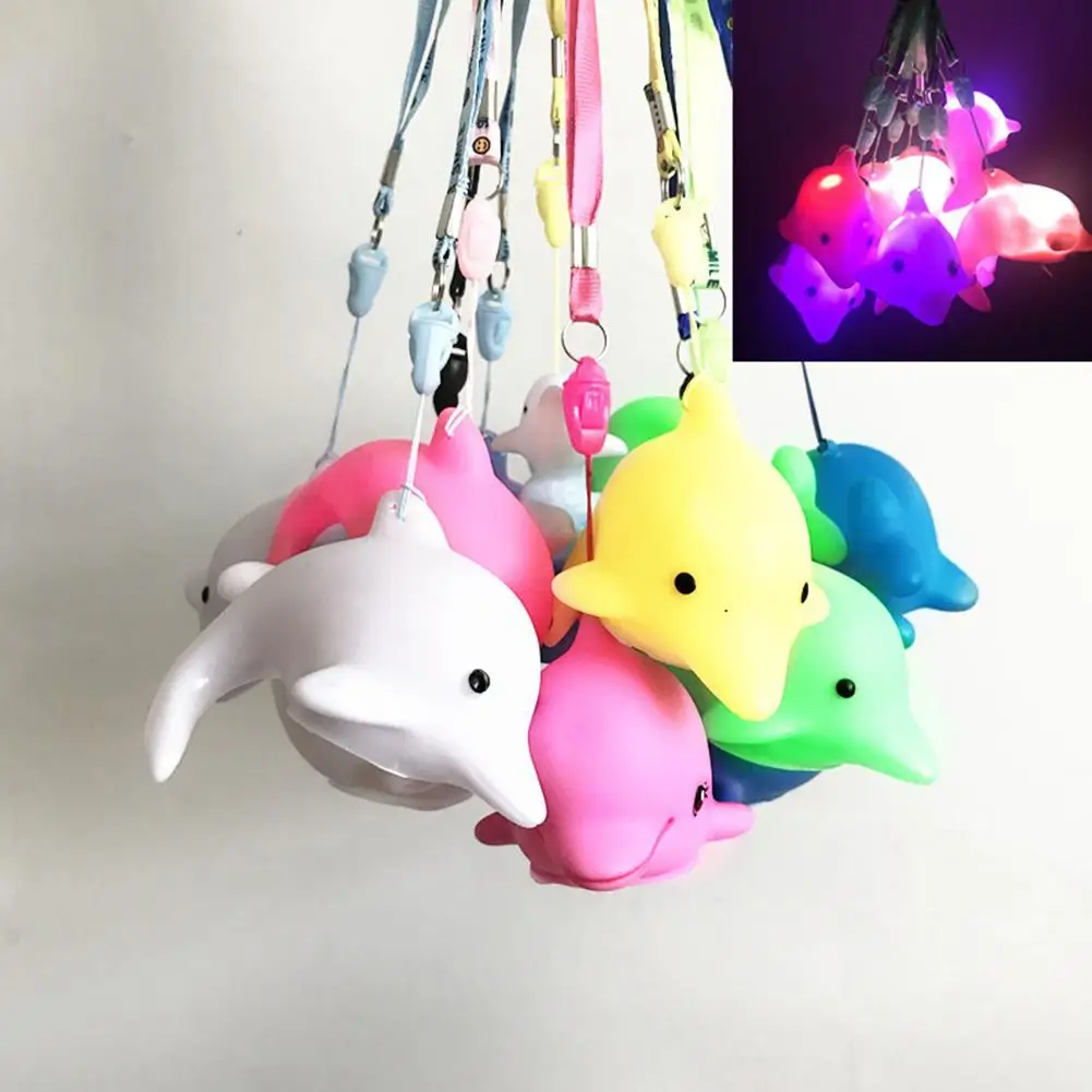 

Lovely Dolphin Shape 7Colors Change Quick Flashing Night Light With Hanging Rope