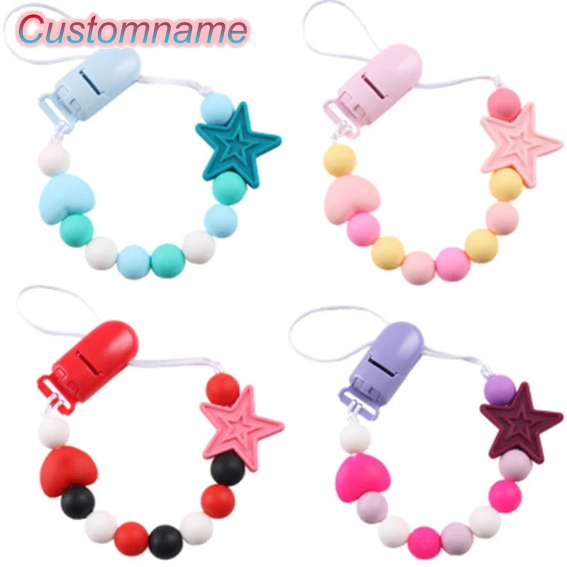 

1Pcs Baby Teether Pacifier Clip Five-pointed star Chain Polyeste Clip Pacifier Holder Braided Nipple Holder Soother Chain Infant