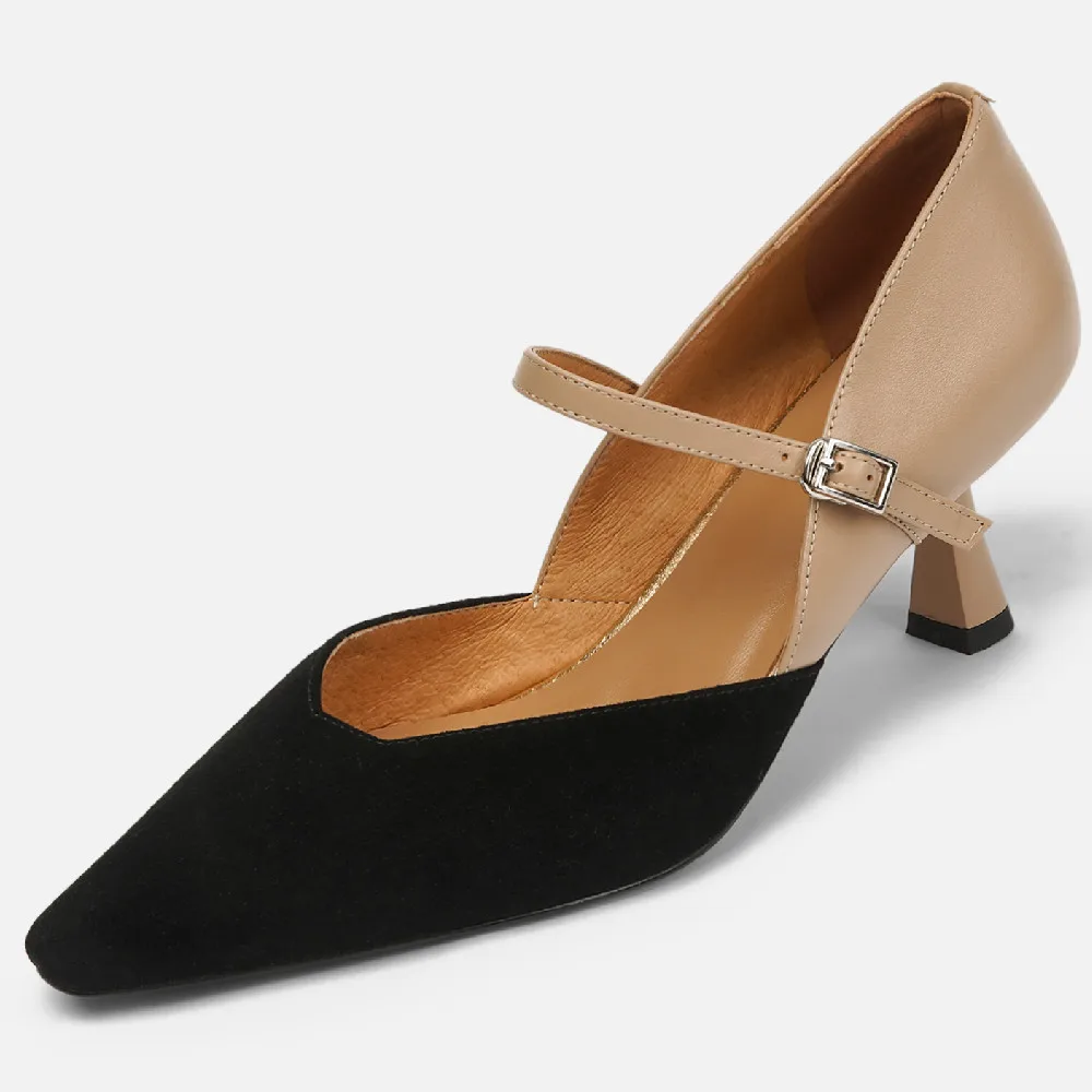 

Туфли-лодочки женские из натуральной кожи, заостренный носок, без застежки, на тонком высоком каблуке, повседневные, с перекрестными ремешк...