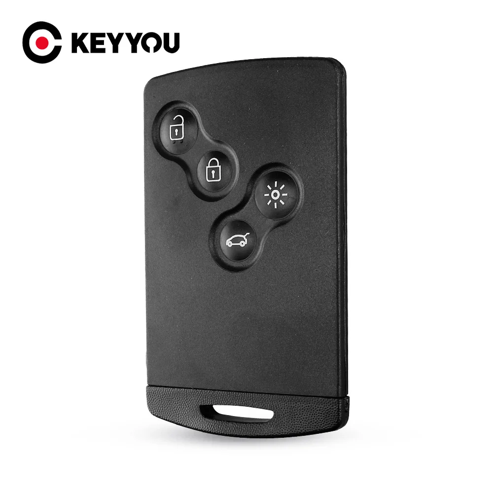 

KEYYOU 15x 4 Buttons For Renault Laguna Koleos Remote Smart Card Key Case Fob Smart Card Key Shell Insert Small Uncut Key Blade