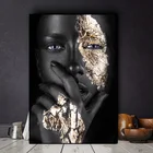 Картина маслом черная и Золотая женщина, постер с принтом, картина маслом, настенные картины для гостиной, безрамные зеркала