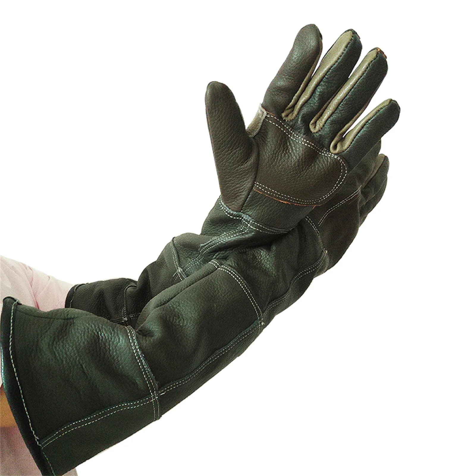 Guantes Protectores de cuero antimordedura para mascotas, para trabajo de jardiner&iacute;a, entrenamiento de mascotas, alimentaci&oacute;n-2