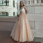 LORIE Персиковое пляжное свадебное платье с рукавом-крылышком 2020 кружевные свадебные платья с аппликацией мягкие тюлевые вечерние платья принцессы без шлейфа в стиле бохо