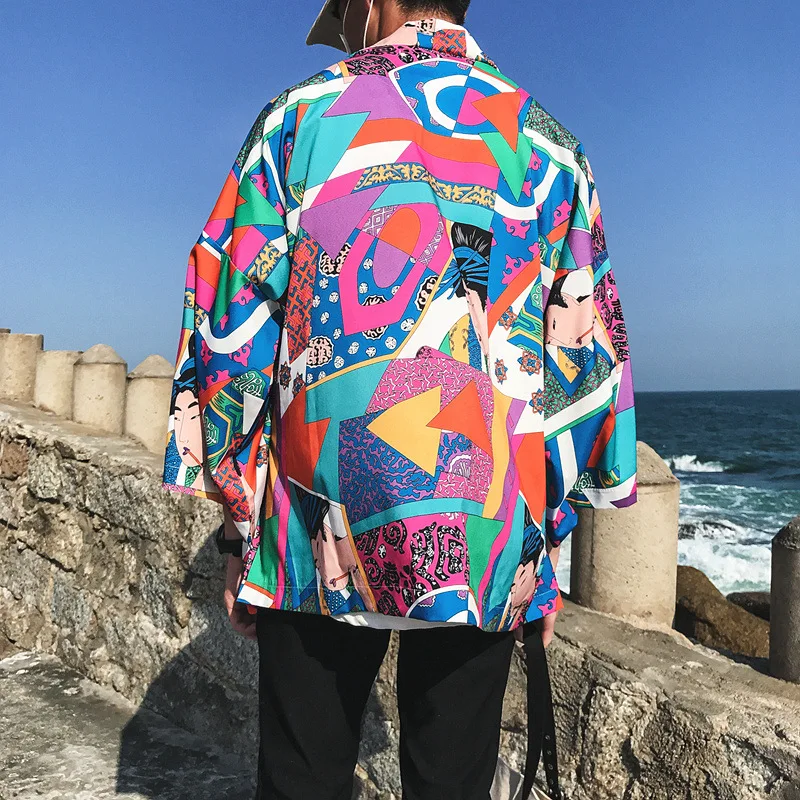 Солнцезащитная Японская уличная одежда кимоно куртка кардиган пальто для мужчин